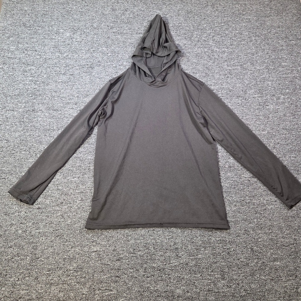 Real Essentials Hooded Shirt Women Medium‎ Black Long Sleeve Activewear Sporty